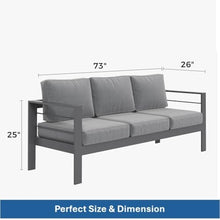callmego Premium All-Weather Wicker Patio Loveseat with Thick Cushioned Seating and Rust-Resistant Aluminum Frame for Outdoor Living Spaces (Gray+Gray + Olefin-1)