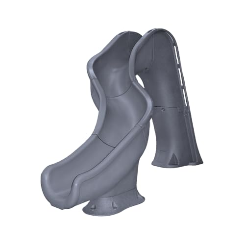 Global Pool Products RIP Tide Inground Swimming Pool Water Slide Deck Mounted Left Curve Turn Grey GPPSRT-Grey-L