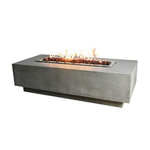 Elementi Granville 60 in Rectangular Concrete Propane Fire Pit Table + 42 in Stainless Steel Fire Pit Cover + Tempered Glass Wind Screen Guard