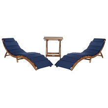 SAFAVIEH Outdoor Pacifica Wood Chaise Lounge Set of 3, PAT7020C