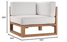 Modway Upland Patio Teak Wood Corner Chair Natural White