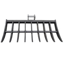 Wallemac Land Clearing Root Rake 36" for Bobcat Mini Excavator Dark Grey