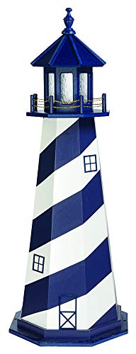 Country Living Primitives Amish Handcrafted Wood Garden Lighthouse - Patriot Blue & White Cape Hatteras (6 Foot)