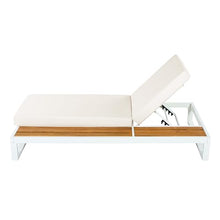 4 PCS Outdoor Acacia Wood Chaise Lounge with Cushions for Poolside, Lawn