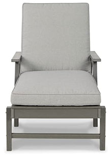Signature Design by Ashley Visola Contemporary Outdoor Chaise Lounge with Adjustable Backrest Grey