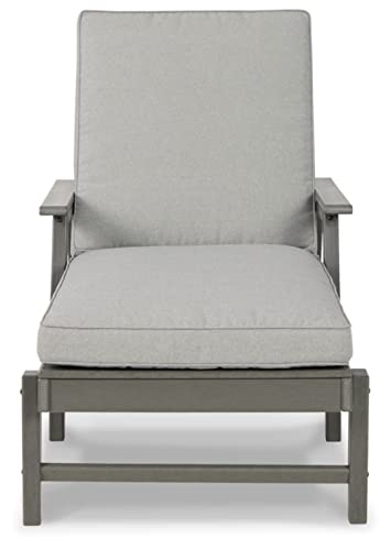 Signature Design by Ashley Visola Contemporary Outdoor Chaise Lounge with Adjustable Backrest Grey
