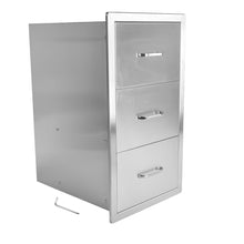 QJMUS 17 x 30 Inch Outdoor Kitchen Drawers Stainless Steel, Double Drawer with Paper Towel Holder for BBQ Island Grill Station