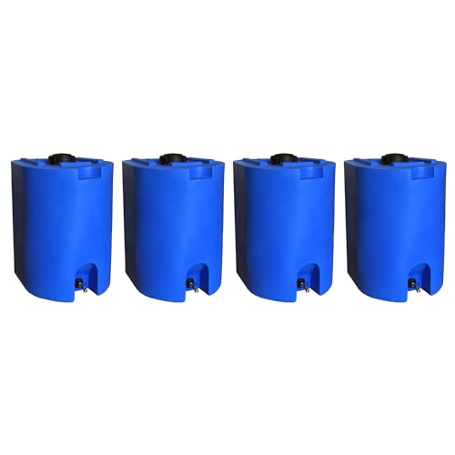 WaterPrepared 4 Pack 55 Gallon Stackable Rain Barrel Storage Blue