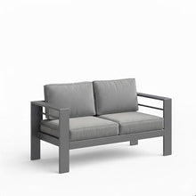 Seeheool 52" All-Weather Metal Loveseat Patio Sofa with Thick Gray Cushions & Gray Frame
