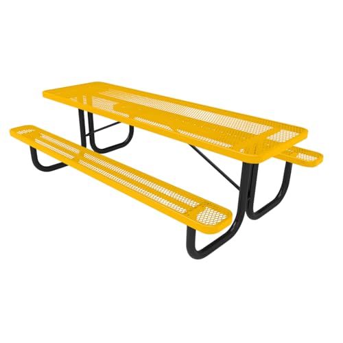COATEDOUTDOORFURNITURE 8Ft Rect Picnic Table, Expanded, Textured Yellow