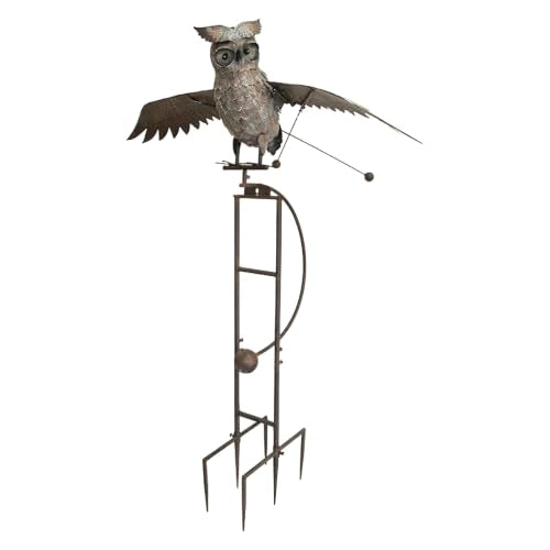 Esschert Staked Metal Giant Flying Owl Rocker, 84" H