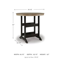 Signature Design by Ashley Fairen Trail Outdoor Bar Table, Durable Weather Resistant HDPE, with Umbrella Hole for Patio Dining, Black and Driftwood, 46 Inch Round
