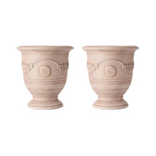 Christopher Knight Home Rewol Round Concrete Planter Set of 2, 2 Pack Garden Flower Pot with Drainage Hole, Floral Relif Patio Urn Planter for Outdoor Plants, Outdoor Planter Box, No Assembly, Beige