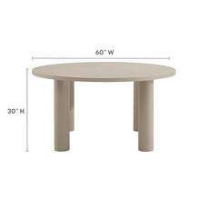 Modway Nautica 60 Inch Round Metal Outdoor Patio Dining Table in Taupe – Weather-Resistant Outdoor Dining Table for Patio, Balcony, and Garden – Modern Outdoor Dining Table for 4 People