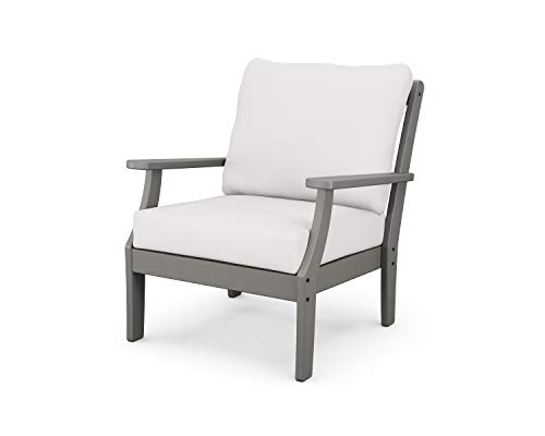 POLYWOOD® Braxton Deep Seating Chair in Slate Grey/Natural Linen
