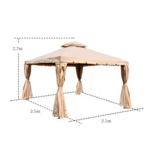 Outdoor Metal Double Roof Canopy, Pop Up Instant Gazebo Tent, Patio Garden Pergola with Zipper, Double-Track Curtain Design, for Garden, Porch, Lawn(Red)