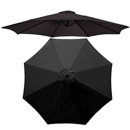 FKTHYO Parasols Replacement Parasol Canopy Cover 3/2.7m 8/6 Ribs Parasol Canopy Cover Replacement Patio Market Umbrella Waterproof Umbrella Replacement Top Shade Cover,Black-2.7m/8.8ft (6ribs)