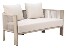 Zuo Sunlit Springs Sofa Gray, Beige Sofa, Modern Style, Patio Furniture, Outdoor Fabric, Seats up to 2, Aluminum, Outdoor Living, 59.1" W x 31.5" D x 32.3" H, Non-Stackable