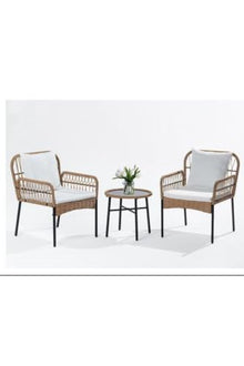 SODEF 2-Seater Metal Garden Bistro Set | Coffee Brown Finish | Indoor/Outdoor Use | Modern Style Patio Furniture | Durable Metal Construction | Compact Design