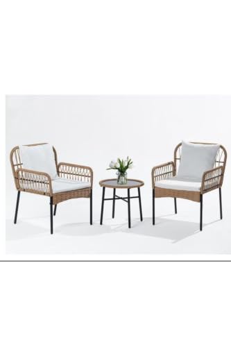SODEF 2-Seater Metal Garden Bistro Set | Coffee Brown Finish | Indoor/Outdoor Use | Modern Style Patio Furniture | Durable Metal Construction | Compact Design