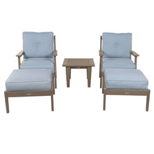 highwood Lehigh 5-Piece Deep Seating Set, with Sunbrella Cushions in Bliss Dew, Woodland Brown Frame