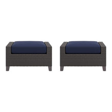 New Classic Furniture Skye Wicker Patio Ottoman (Set of 2), Blue – Wicker Ottoman Patio Footrest – Weather-Resistant Outdoor Footstool and Outdoor Foot Rest – Stylish and Durable Patio Ottoman