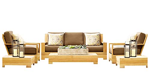 WholesaleTeakFurniture Leveb 6 Piece Sofa Set - 1 Sofa (3 Seater), 2 Lounge Chairs & 1 Ottoman (Cushions Only) Outdoor Sunbrela Fabric Custom Made Cushions for #22LV6CS