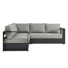 Modway Tahoe Aluminum 3-Piece Outdoor Patio Furniture Gray, Modular Sectional Sofa Set with Weather-Resistant Cushions, Ideal for Deck, Backyard Poolside