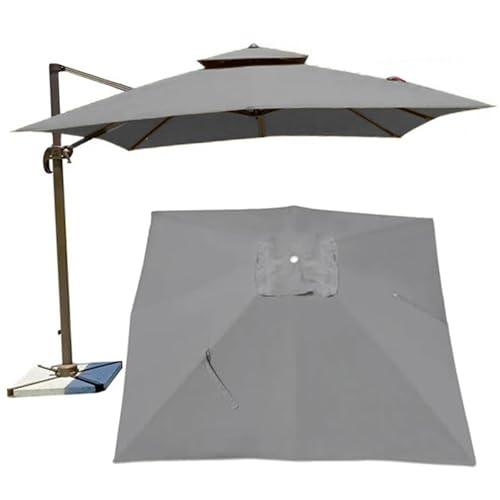 GFJYKDL Replacement Canopy for 8-Rib Patio Umbrella Square 300x300cm/250x250cm Waterproof FabricOutdoor Shade Cover Garden Umbrella Replacement Top,Gris-2.46×2.46M(8.2ft×8.2)