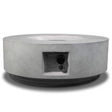 Propane Fire Pit Table Round Concrete Outdoor Gas Fireplace with 50000 BTU Burner, Electronic Ignition, Lava Rocks, Rain Cover, CSA Certified Patio Heater for Deck Garden Backyard Porch