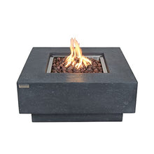 Elementi Manhattan 36 Inch Concrete Outdoor 45,000 BTU Square Natural Gas Ignition Patio Fire Pit Table with Lava Rock and Canvas Cover, Dark Grey, (OFG103DG-NG)