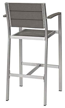 Modway Shore Aluminum Outdoor Patio Two Bar Stools in Silver Gray