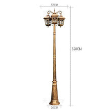 iumLeap 3-Lights Vintage Metal Street Lights Courtyard Glass Lantern High Pole Path Post Lamp E27 Exterior Pillar Lantern Ip55 Waterproof Park Community Lawn Column Light Ind(320cm)