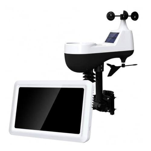 Rain Gauge Outdoor, Digital Weather Station Anemometer Rain Gauge(White)