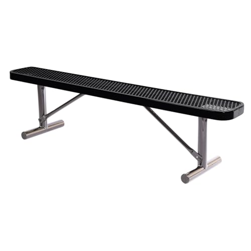 COATEDOUTDOORFURNITURE Bench, Black, Expanded, 6Ft, No Back, Portable