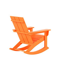 WestinTrends Ashore Patio Rocking Chairs Set of 4, All Weather Poly Lumber Plank Adirondack Rocker Chair, Modern Farmhouse Outdoor Rocking Chairs for Porch Garden Backyard and Indoor, Orange