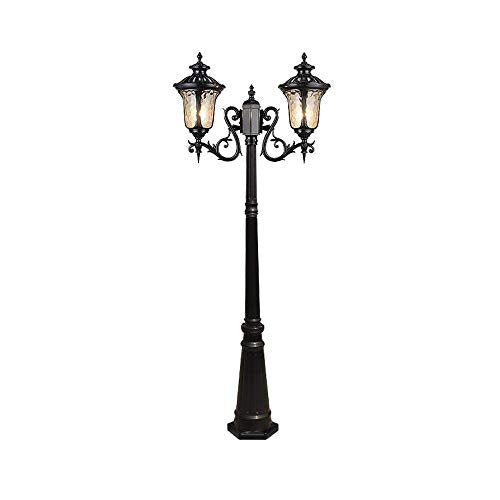 Post Lights Outdoor Lamp Post Lights Outdoor, Double Head Victoria High Pole Landscape Street Light E27 Aluminum Metal Glass Lantern Outdoor Patio Road Lighting Pillar Lamp IP55 Waterproof Garden