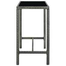 VGLQNRPT 7 Piece Patio Bar Set with Cushions, Outdoor Poly Rattan Counter Table and 6 Stools, Gray