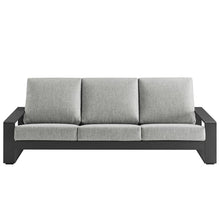 Modway Lirienne Aluminum Outdoor Sofa in Light Gray Gray - Weather-Resistant Modern 3-Seater Patio Couch with Removable Cushions