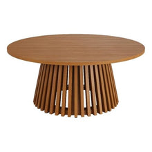 Modway Lane 39 Inch Teak Wood Outdoor Round Coffee Table in Natural – Slatted Patio Table with Pedestal Base for Patio, Balcony, Deck, Backyard, Terrace Or Sunroom