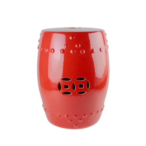LINKIO Garden Stool Ceramic Drum Stool - Decorative Garden Stool for Home & Outdoor Use, High-Temperature Glaze Porcelain Pier, Stylish Shoeshine Bench Ottomans(B)