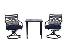 Hanover Montclair 3-Piece Patio Conversation Set with 2 Swivel Rocker Chairs and Table Navy