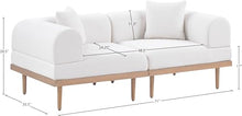 Meridian Furniture 55036Cream-S2B Laguna Collection Modern | Contemporary Outdoor Patio 2Pc. Modular Loveseat, Teak Finish Aluminum, Waterproof Olefin Fabric, 71" W x 35.5" D x 28.5" H, Cream
