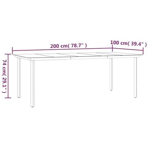 AMBERARD Dining Table Black Powder-Coated Steel, Tempered Glass,Durable Outdoor Dining Table with Tempered Glass Top for Garden & Patio Entertainments Patio Tables