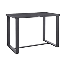 Armen Living Argiope Modern Outdoor Patio Bar Table and Stools Set 5 Piece Dark Grey