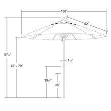 California Umbrella 9' Premium Commercial Hardwood Patio Umbrella, Manual Lift With Sunbrella Tuscan Fabric