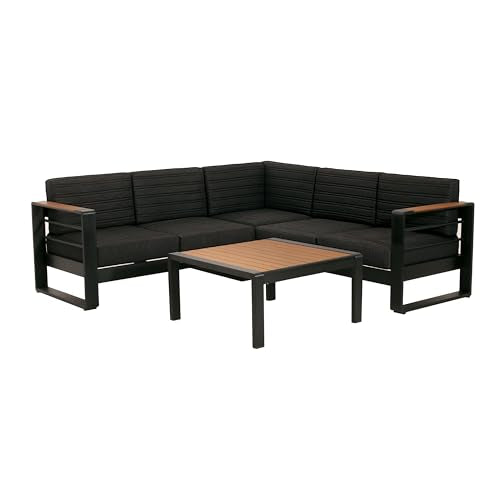 Christopher Knight Home Sornsa Outdoor Aluminum Frame Sectional Sofa Set Black