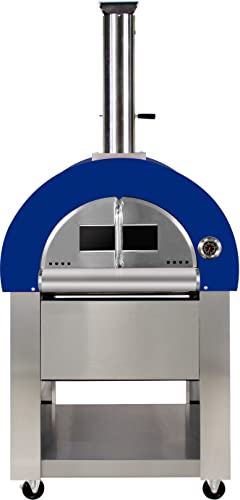 31" Outdoor Wood Fired Blue Stainless Steel Artisan Pizza Oven or Grill with Waterproof Cover