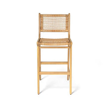 Christopher Knight Home Merry Patio Acacia Wood Bar Stool Set of 2, Counter Height Barstool Set for Bar Table,Handwoven Wicker Kitchen Island Dining Chair,Wooden Counter Stool with Footrest,Light Teak