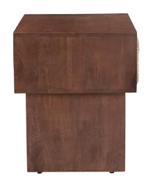 Amaria Nightstand Natural & Walnut, Walnut End Table, Modern Style, Solid Mango Wood Rectangular Shape Tabletop, Solid Mango Wood, Indoor Bedroom, 24" W x 17.9" D x 22" H